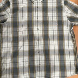Eddie Bauer Shirt Mens Size XL Gray Plaid Performance Nylon Blend Outdoor Casual